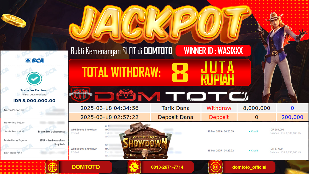 JACKPOT SLOT WILD BOUNTY SHOWDOWN 18 MARET 2025